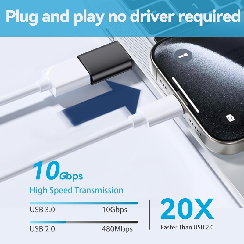 USB to C Adapter 6 Pack,【3*Type C Female A Male Charger Black gallery