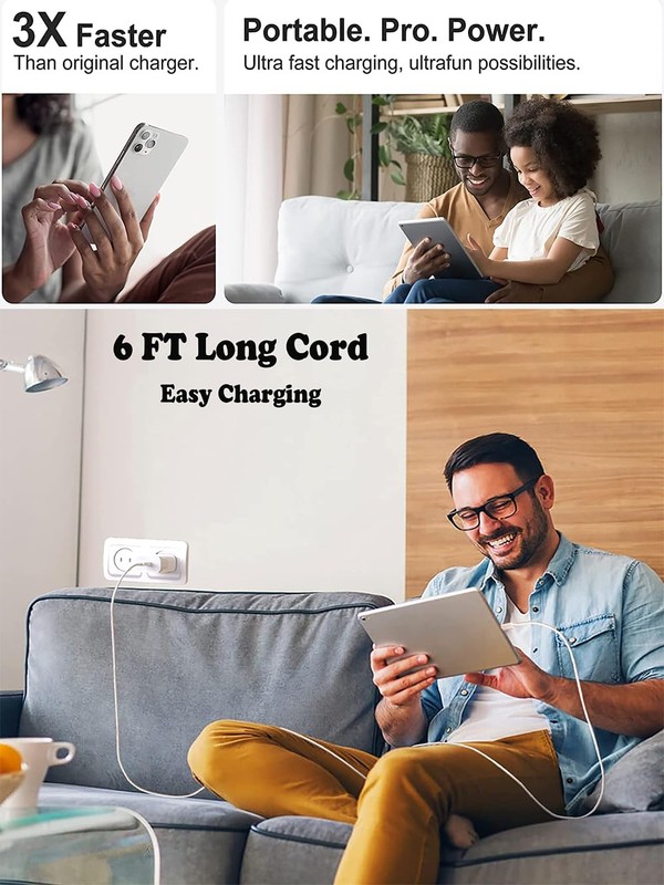 iPhone Charger Fast Charging,iPhone Fast Charger 2Pack Type C Fast Charger Bl... gallery