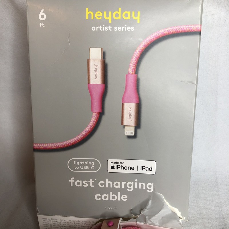 Heyday Fast Charging Pink Braided Cable - USB-C gallery