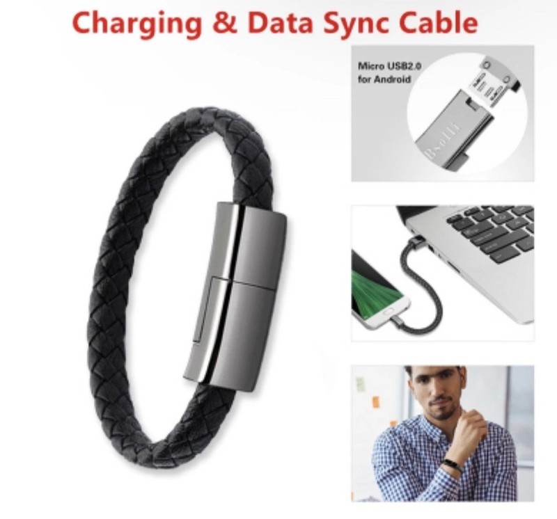 iPhone Charging Wire Black Braided 8” Bracelet Tested Works gallery
