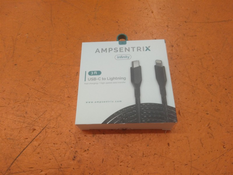 ⭐️⭐️⭐️⭐️⭐️ Ampsentrix 3 Ft MFI-Certified USB-C To Lightning Cable Black