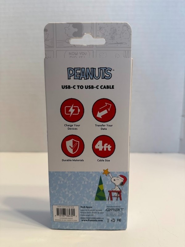 Peanuts Snoopy 4Ft USB C To USB C Charging Cable Devices Phone Charger 75 Years gallery