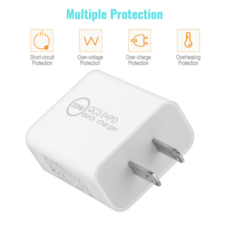 20W Fast Charger QC Wall Adapter For iPhone iPad Samsung Google USB Type C Cable gallery