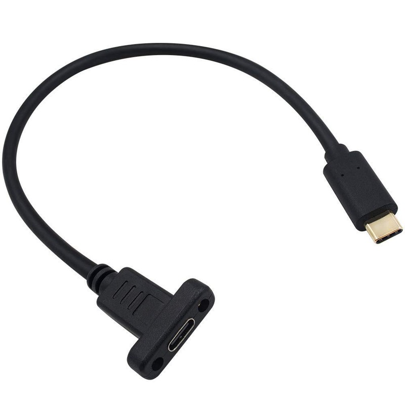 1FT 10Gbps 60W USB 3.1 Gen 2 Type C Screw Panel Mount Extension Data Cable PC