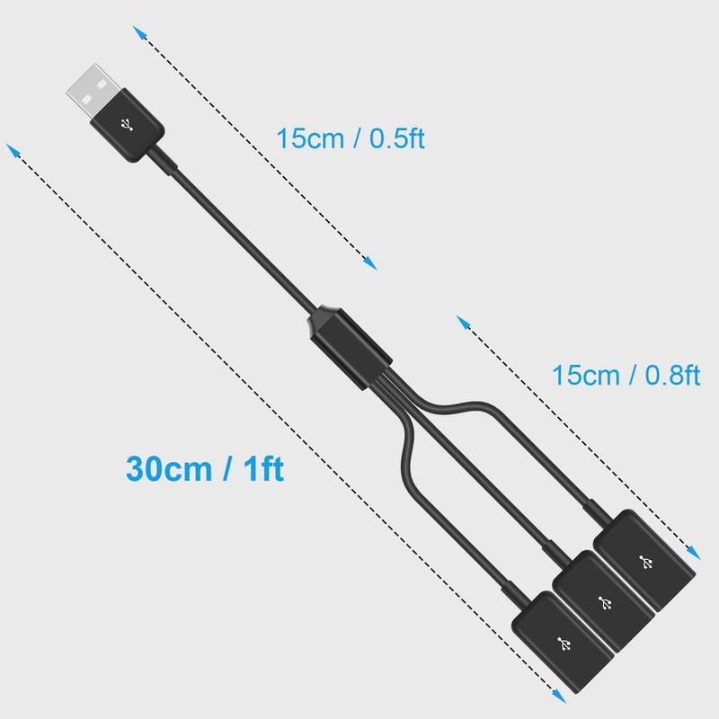 USB A Splitter Cable 1FT/30cm, Tpye Power Splitter Cable Support Charg and Da... gallery