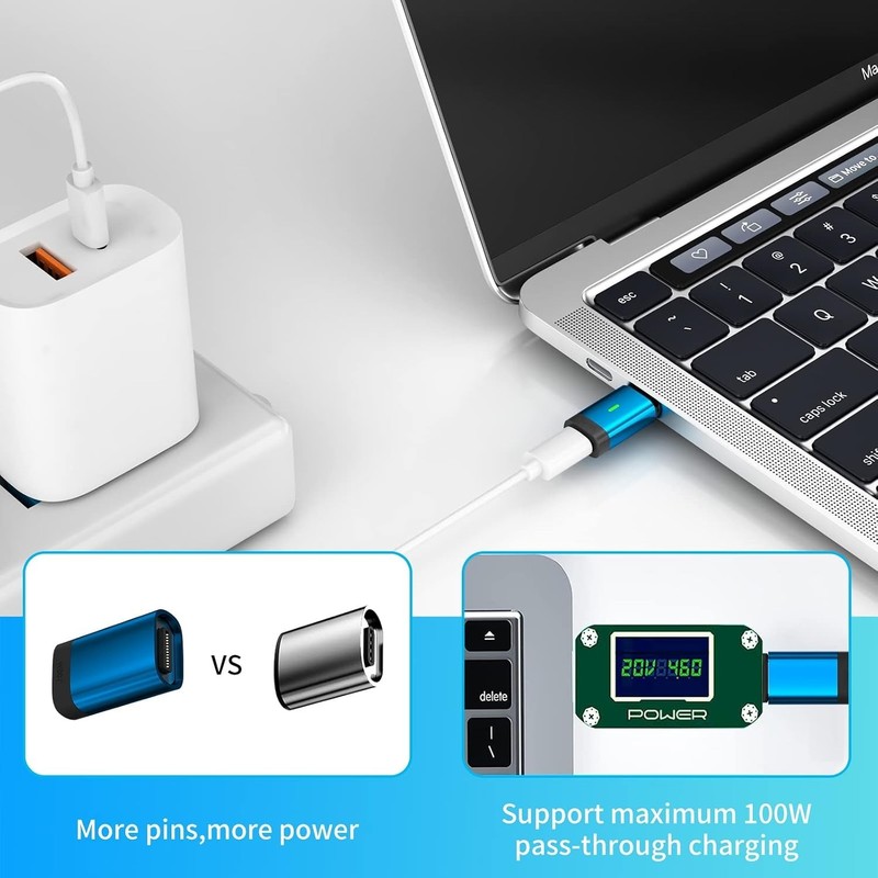 USB C Magnetic Adapter 2 Pack 24Pins Fast Charge 100W 4K Video Output gallery