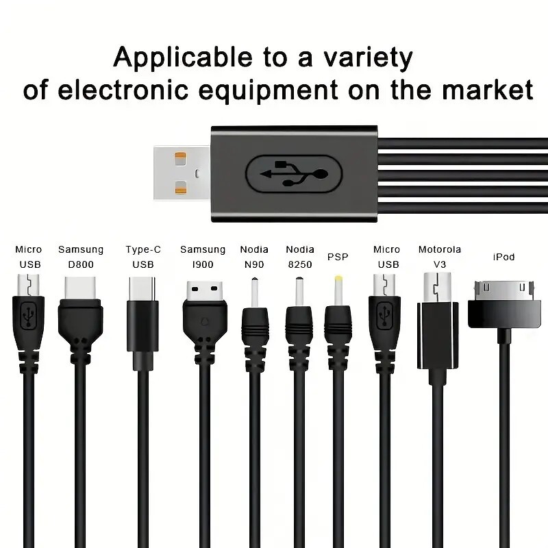 10-in-1 Data Wire: Fast Charging For All Your Devices - Compatible With SP/3DS/N gallery