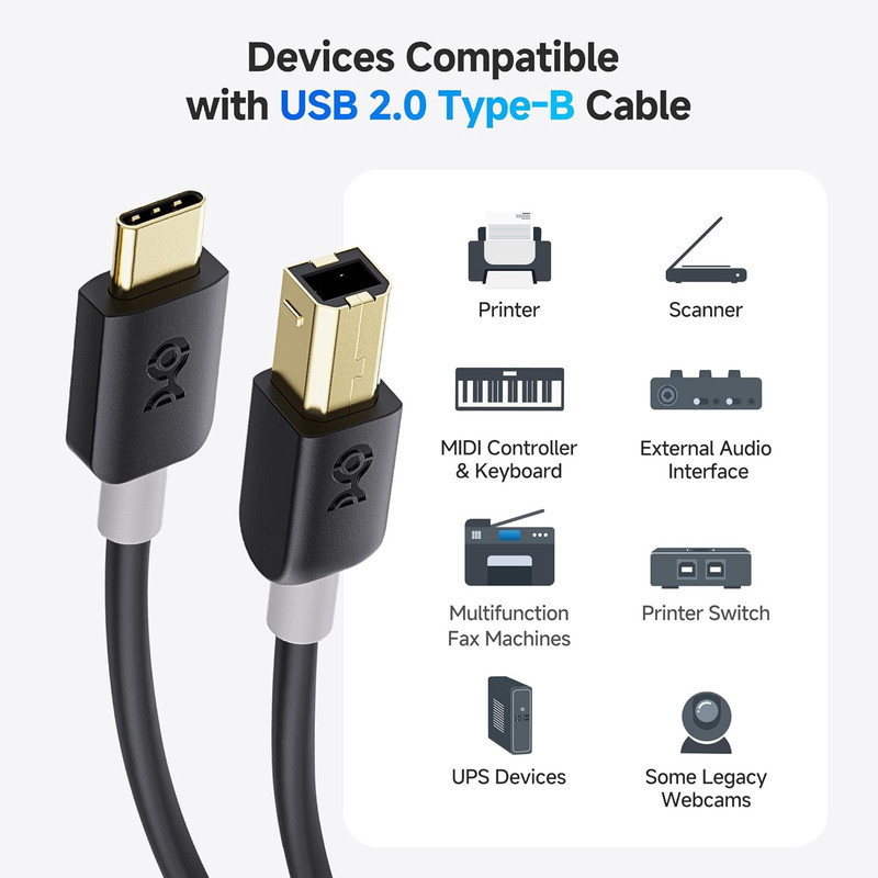 USB B to USB C Cable - 3.3Ft, USBC to USBB Cable, MIDI to USBC Cord, Compatible gallery