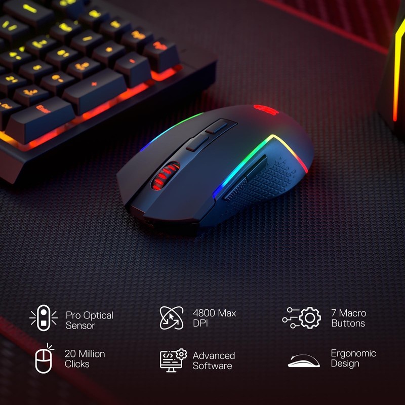 Redragon S142 Wireless Gaming Keyboard & Mouse Combo, 98 Keys K515 PRO RGB Me... gallery