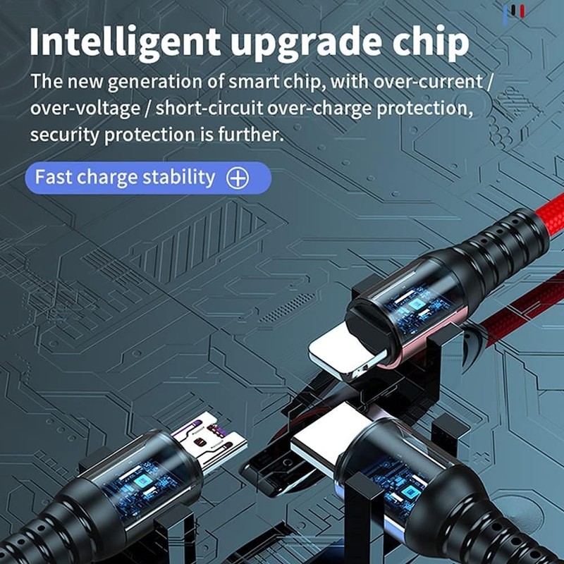 USB Charging Cable Set Multifunction 3 Pack 3 in 1 Nylon Braided Fast Charger gallery