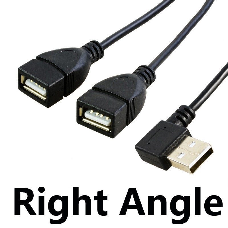USB 2.0 A Male to Dual Female Extension Data Charging Cable Built-in Chip 30cm gallery