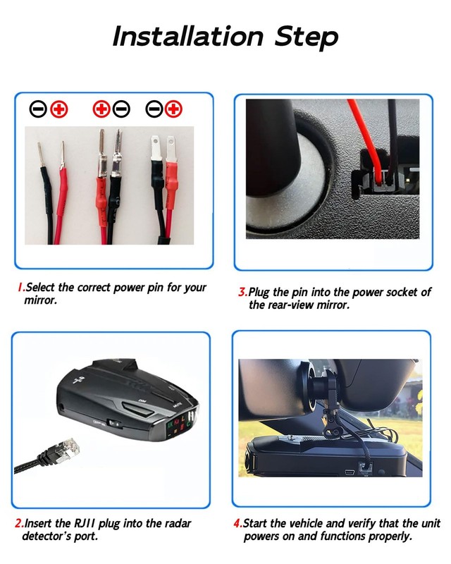 WizFluxMet RJ11 Mirror Tap Radar Detector Hardwire Kit Compatible with Uniden... gallery