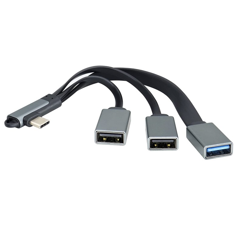 Right Angle Type C 3.0 Male To USB 3.0 A Female OTG Splitter Cable 19cm