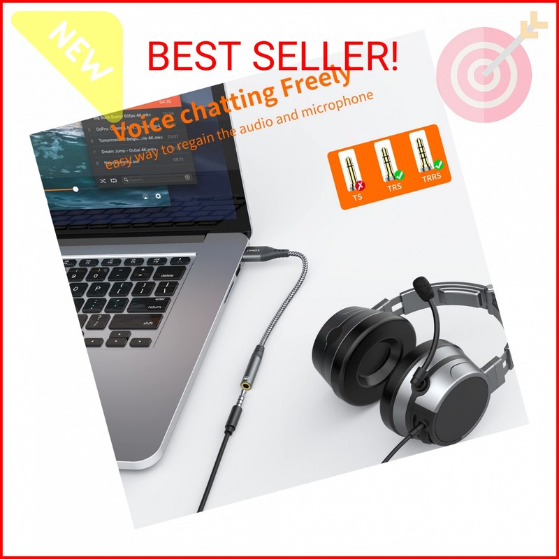 JXMOX USB to 3.5mm Audio Adapter (2-Pack) - USB-A to 3.5mm TRRS 4-Pole Female Ex gallery