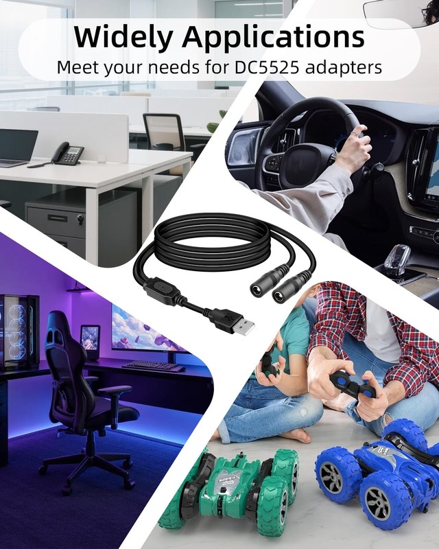 5V USB A to DC 5.5 x 2.5mm Splitter Power Cord 1 in to 2 Out, USB to Dual DC ... gallery