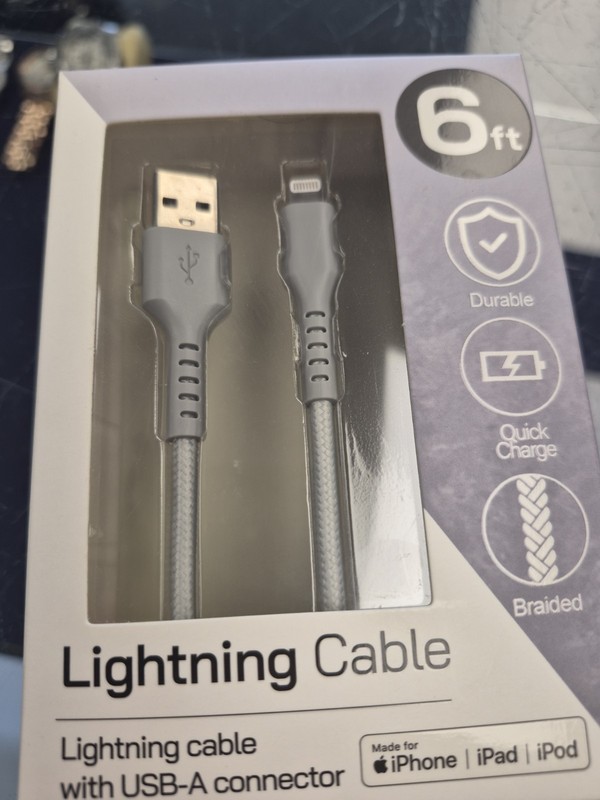 Orbit Innovations 6ft Braided USB-A Lightining Charge And Sync Cable New In Box