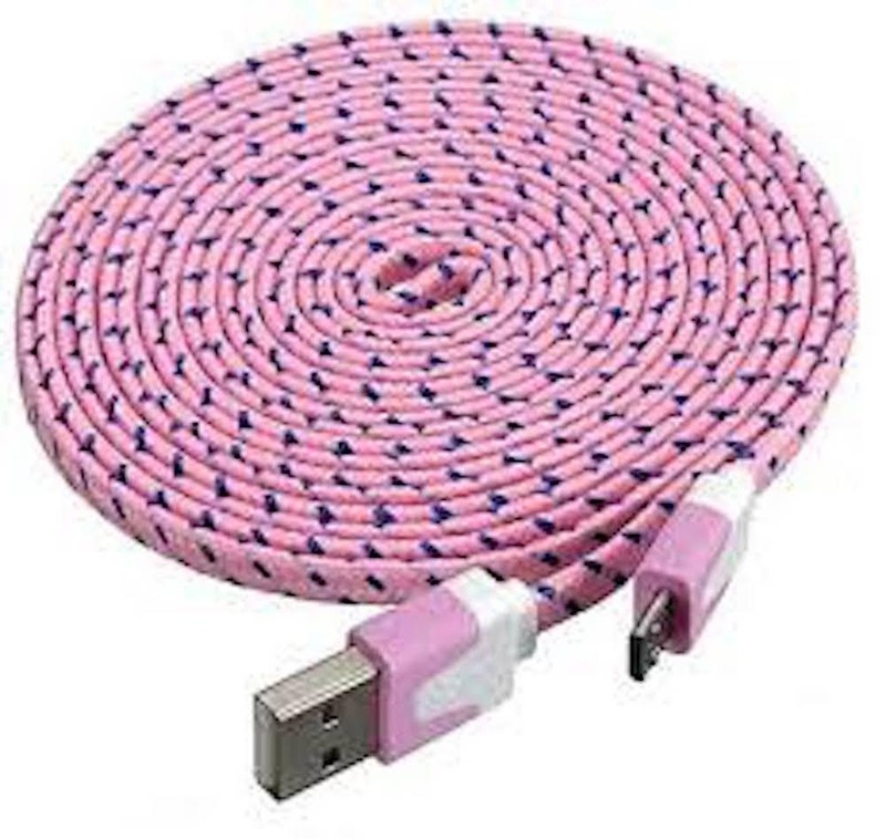 NTJ Flat Braided Noodle Charger Cable for SAMSUNG GALAXY S4 S6 S7+ MICRO USB LG