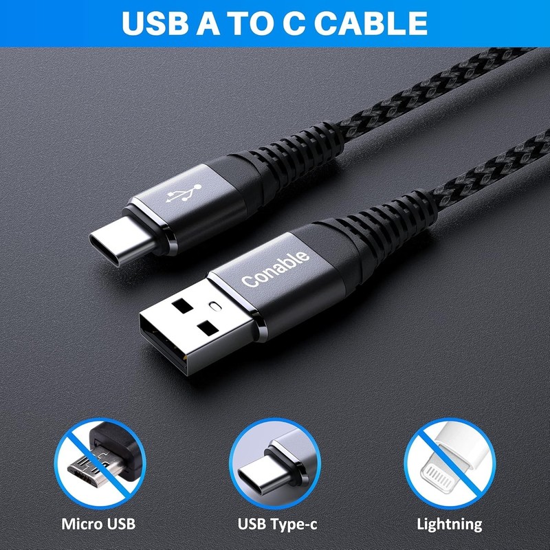 [2-Pack, 2Ft] USB C Cable 3A Fast Charge, USB a to Type C Charger Cord Braided gallery