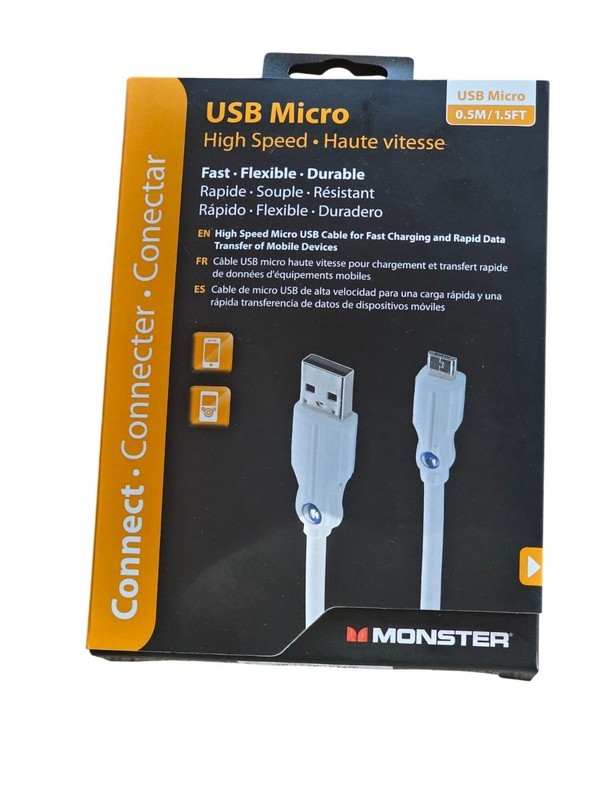 Monster 1.5 Ft High-Speed USB A To Micro B Cable For Data Transfer & Charging gallery