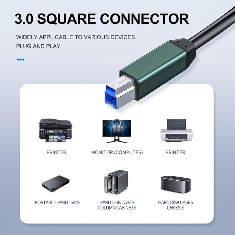 Kumiho USB 3.0 Printer Cable A Male to B Male （30Ft/10M） Compatible with Scan... gallery