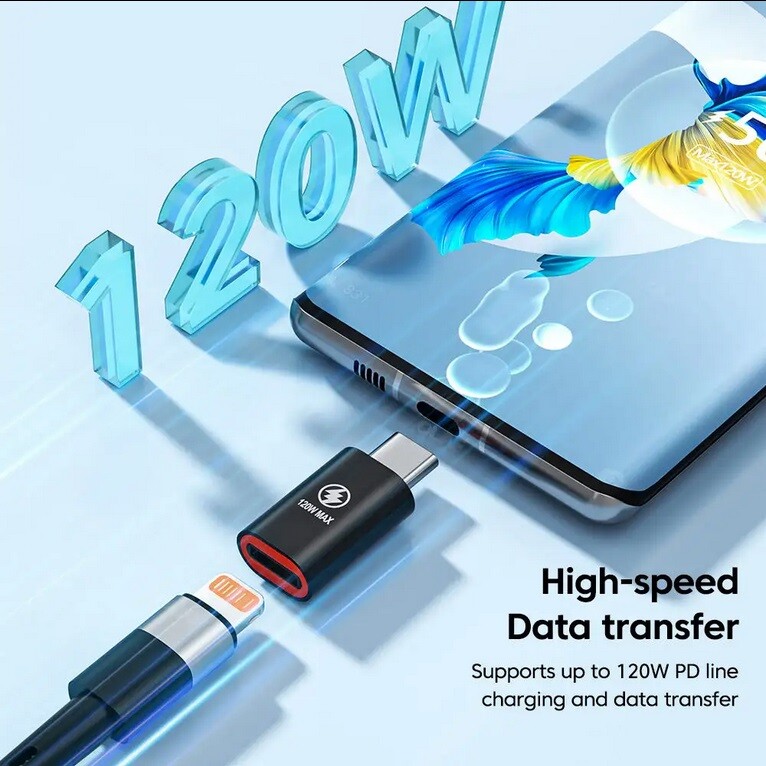 120W IOS Female To Type-C USB-C Male Adapter For iPhone, iPad, Mac gallery