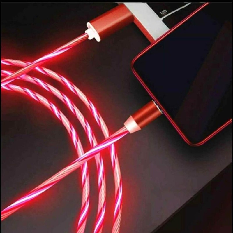 RED LED Magnetic USB Cable includes 3 tips for iPhone, Samsung, PS4 and more. gallery