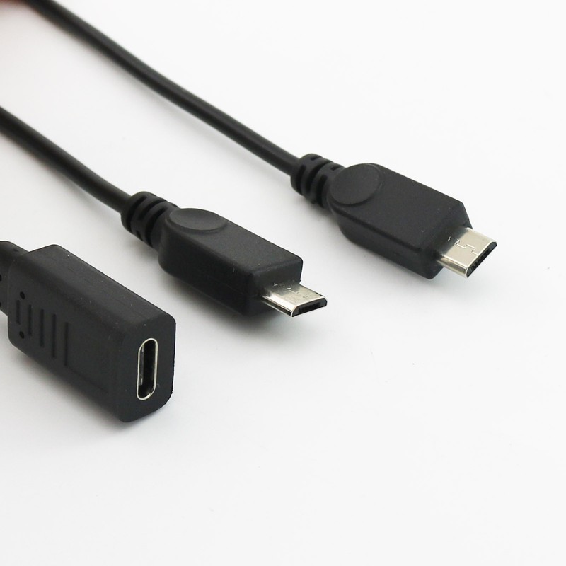 USB 3.1 Type C Female to Dual Micro USB Male Y Splitter Connector Cable 20+30cm gallery