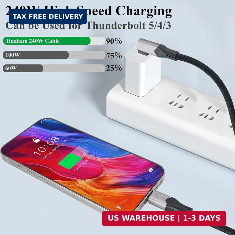 High-Speed USB 4 Cable,USB C Male Fast Charging Cable Supports 80Gbps/240W Charg gallery