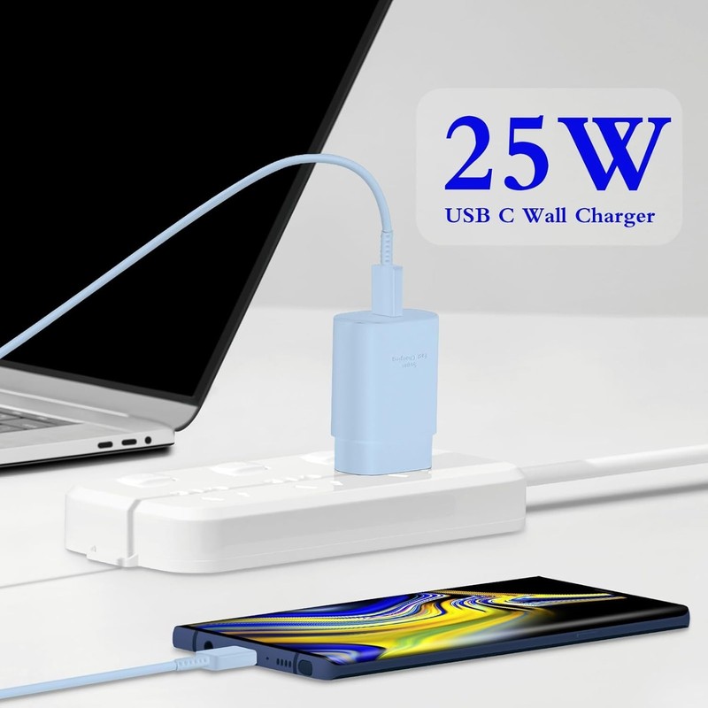 Superior Safety 25W Type C Fast Charger Duo with 6ft USB-C Charging Cable - Blue gallery