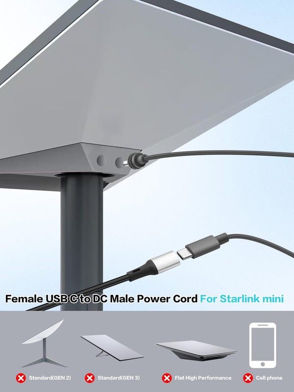 18AWG Starlink Mini USB C Cable 100W Input USB Type C to DC Waterproof Cable ... gallery