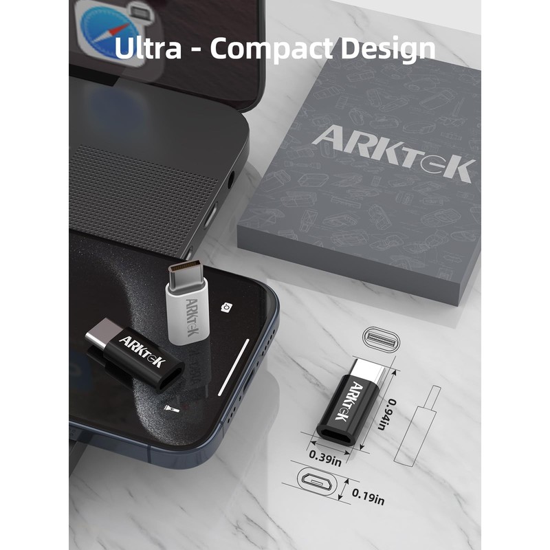 ARKTEK USB-C Adapter 4-Pack Fast Data Transfer & Charging for iPhone Galaxy Pixe gallery