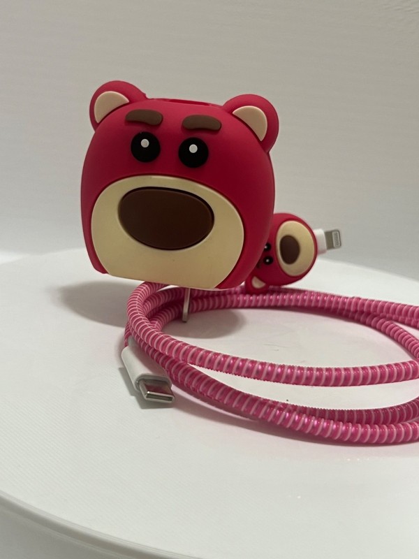 Cartoon phone charger / cable protector with fast 20wcharger/cable any phone