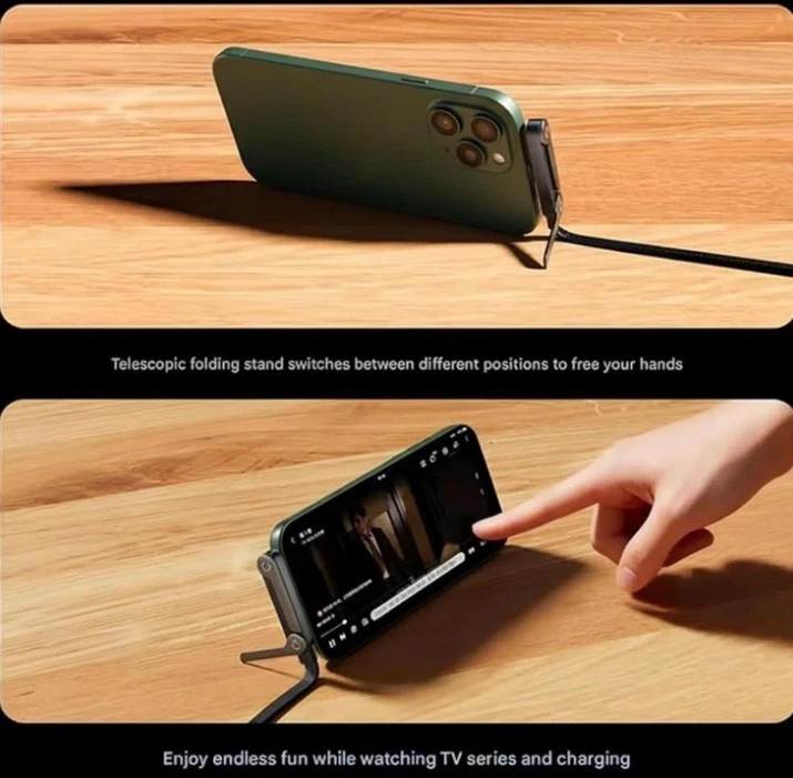 2-in-1 Invisible Holder Charger Cable–240W Fast Charging Cord with Phone Stand gallery