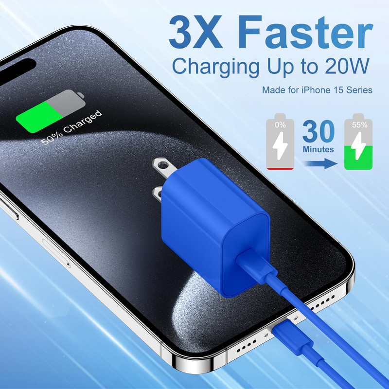 Iphone 17 16 15 Fast Charger and 10Ft Type C to C Cable Cord Long, 20W USB C gallery