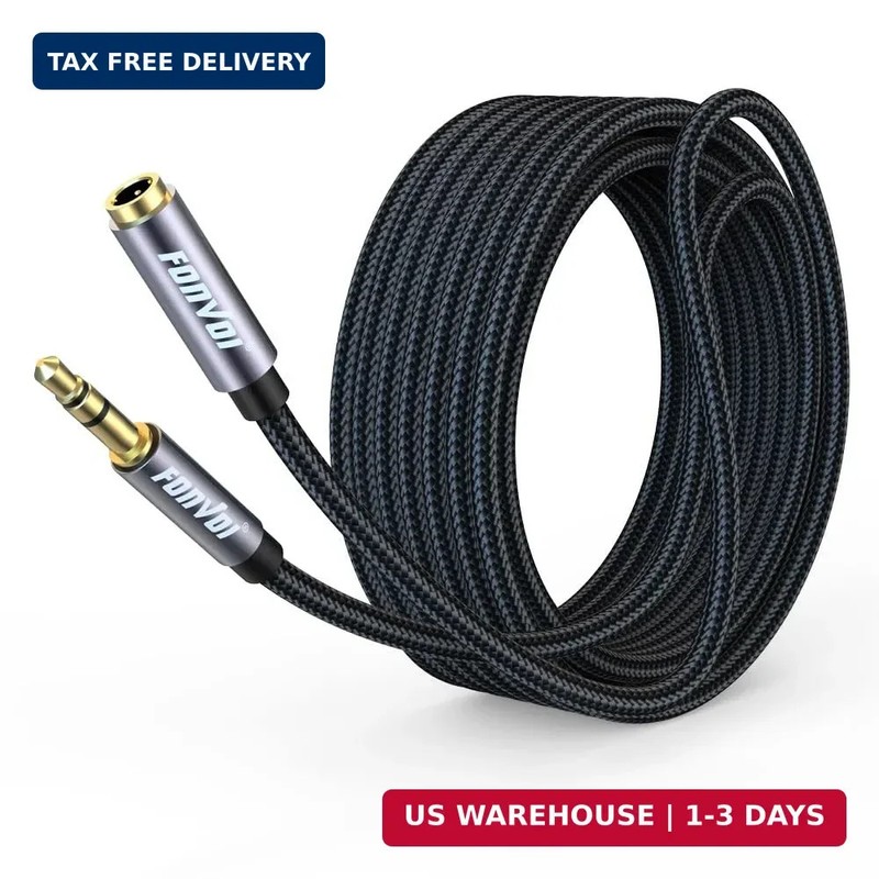 20FT 3.5mm Aux Jack Audio Extension Cable,Male to Female,TRS Headphone Extension