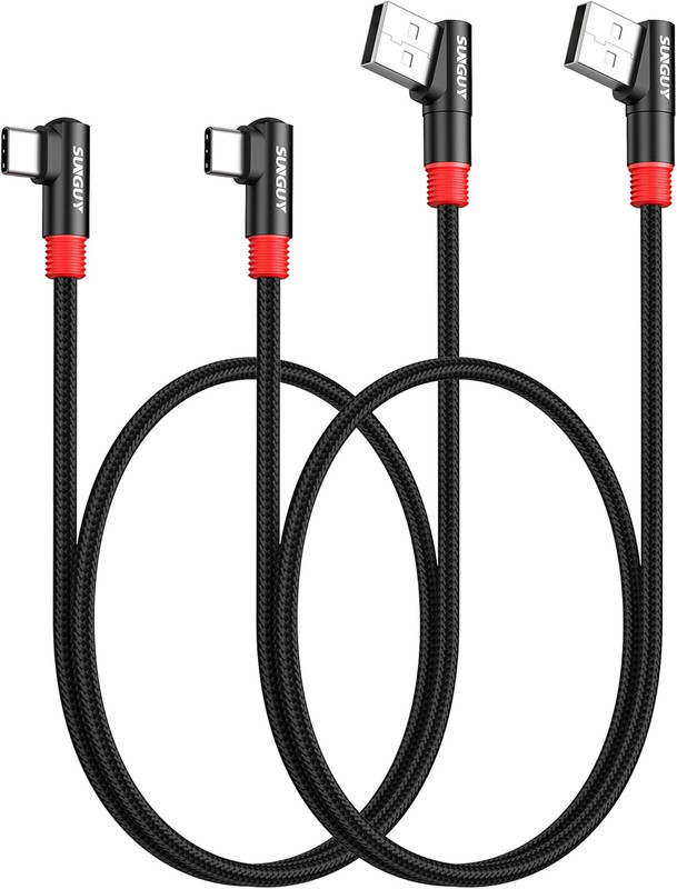 Right Angle USB C to a Cable 2Pack [1.5Ft/0.5M] 3A Short 90 Degree USB 2.0 USB a gallery