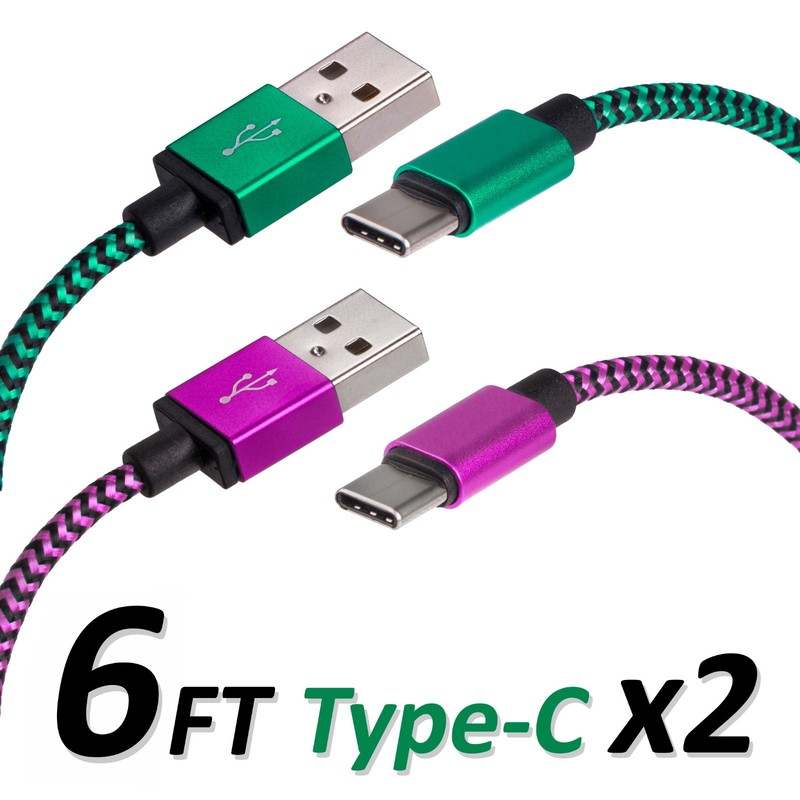 6 FT Type C USB Charger Data Cable For Android Device Type-C High Quality 2 Sets
