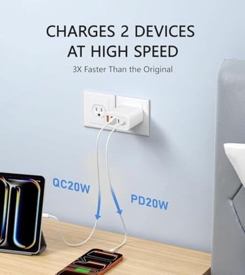 USB C Wall Charger，Multi-Port (3C+2A) Fast Charging Wall Plug with 4FT& 6FT gallery