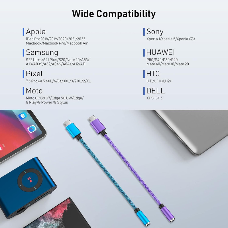 S25FE USB C to 3.5Mm Aux Audio Adapter Dongle Cable Cord for Android Galaxy A17 gallery