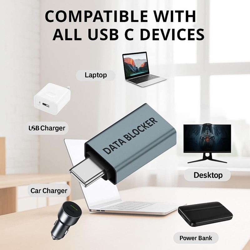 4 Pack USB Data Blocker Type A Type C Charge Only Safe Charging Adapter gallery