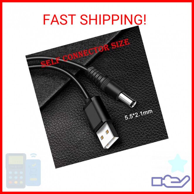 MEROM Universal 5V DC Power Cable, USB to DC 5.5x2.1mm Charging Cord Plug with 8 gallery
