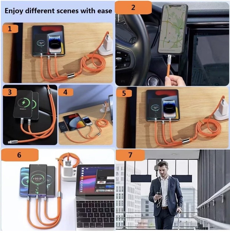 3 in 1 Fast Charging Cable Cell Phone Charger Cord For iPhone Type C Micro New gallery
