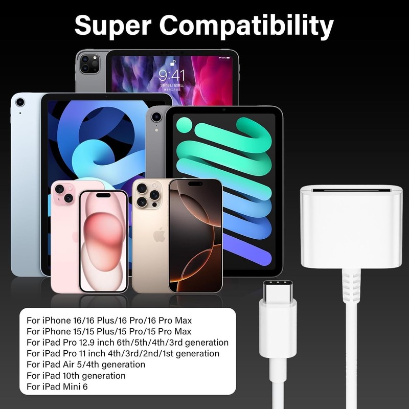 USB C to 30 Pin Female Adapter for iPhone 16, 1 Pack, White/USB-C 30Pin gallery