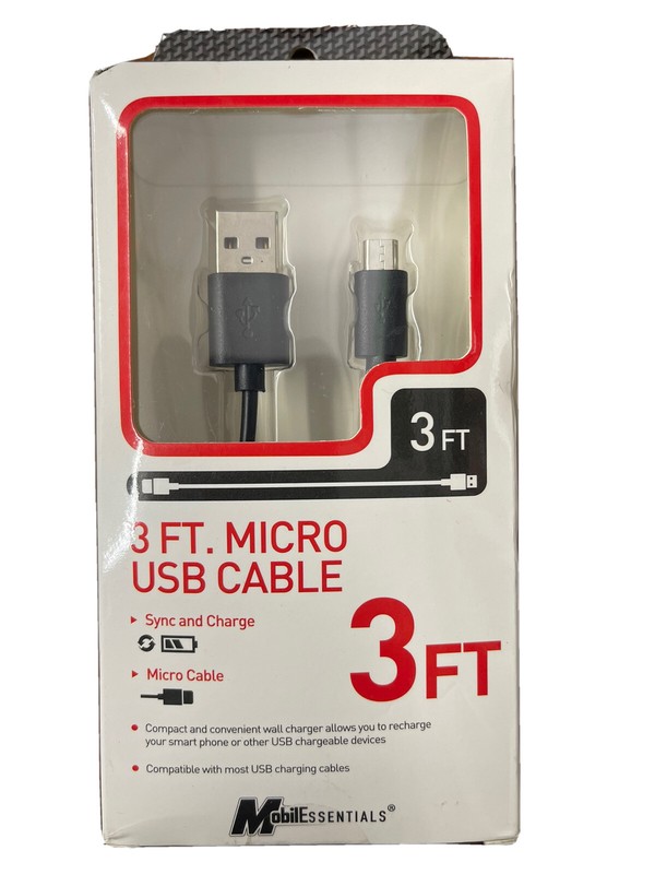 MobilEssentials 3 FT Micro USB Cable | Black