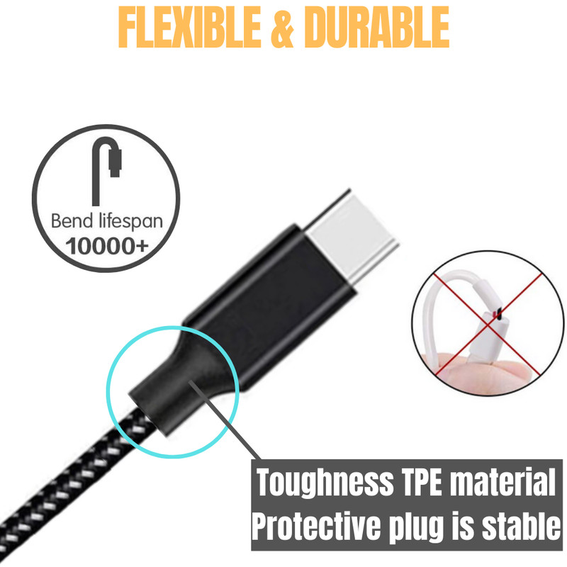 10Ft Fast Charging USB C Type C Cable Heavy Duty Data SYNC For Android Samsung gallery