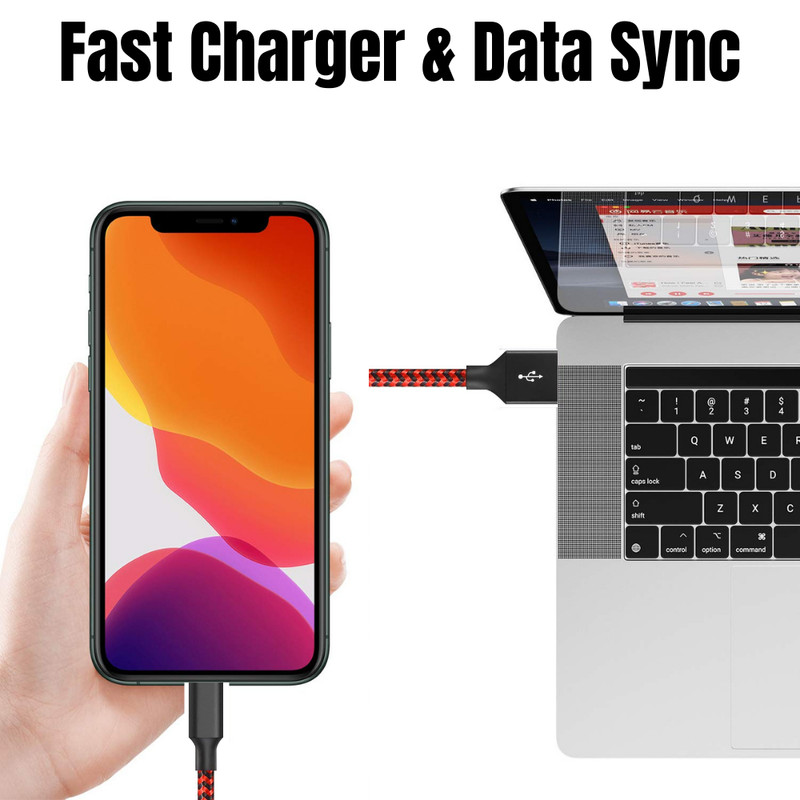 3/5/6Pack 6/10Ft USB Fast Charger Cable For iPhone 14 13 12 11 8 6 Charging Cord gallery