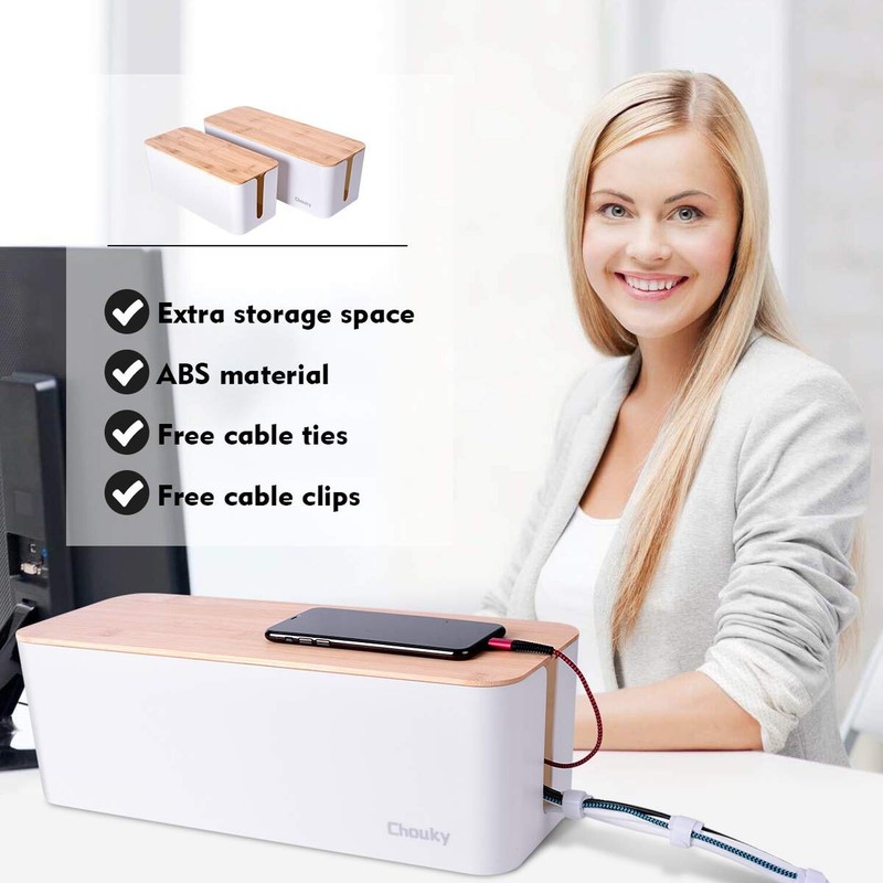 2 Pack Large Cable Management Box – Wooden Style Cord Organizer and Cover gallery
