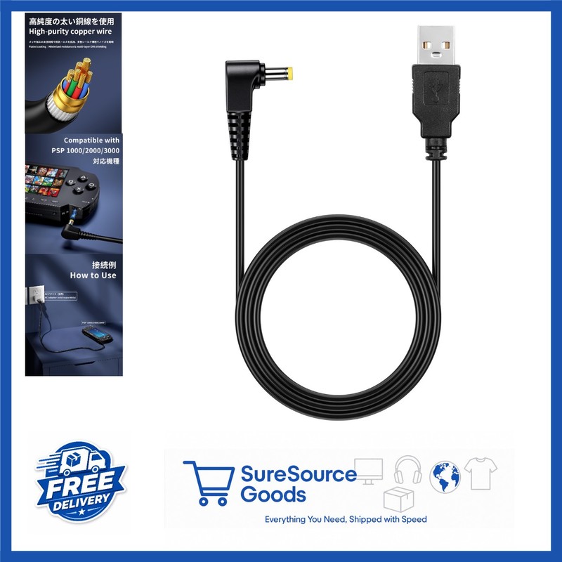 Durable 1.2m USB Charger Cable for PSP 1000/2000/3000 with Safety Protections