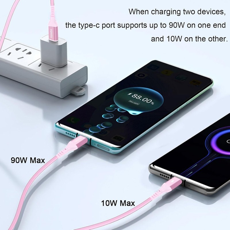 4FT 2 in 1 100W USB C to Dual Type C Fast Charging Cable,iPhone 15 USB C to D... gallery