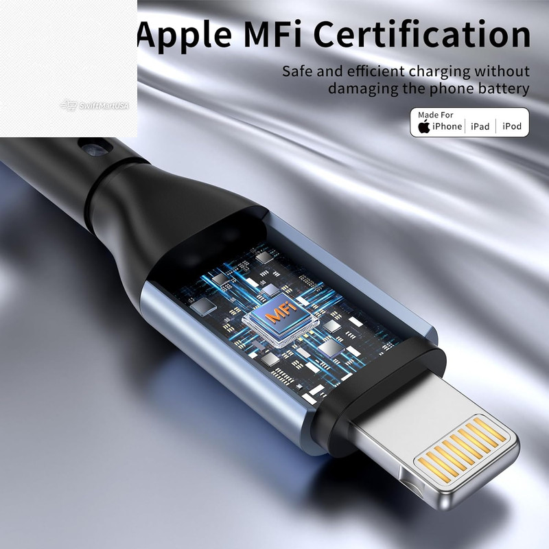 3 Pack 10FT MFi Certified Lightning Cable iPhone Charger Fast Charging Braided gallery